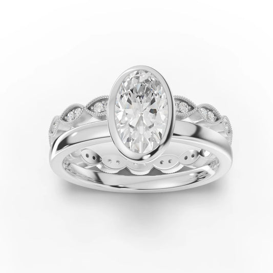 1.52CT Oval Lab Diamond Bridal Set Ring