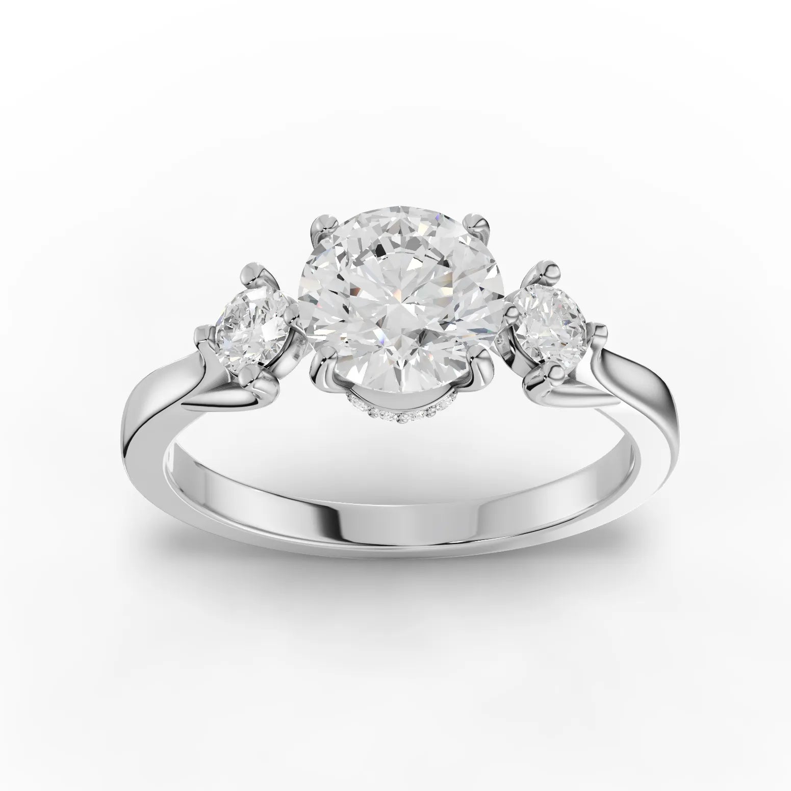 1.23CT Round Lab Diamond Three Stone Engagement Ring