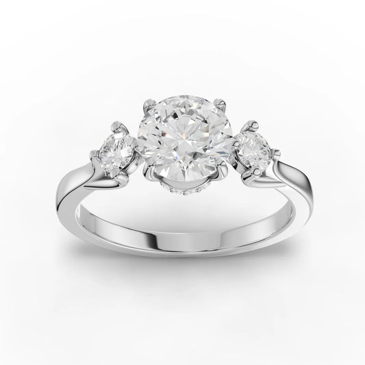 1.23CT Round Lab Diamond Three Stone Engagement Ring
