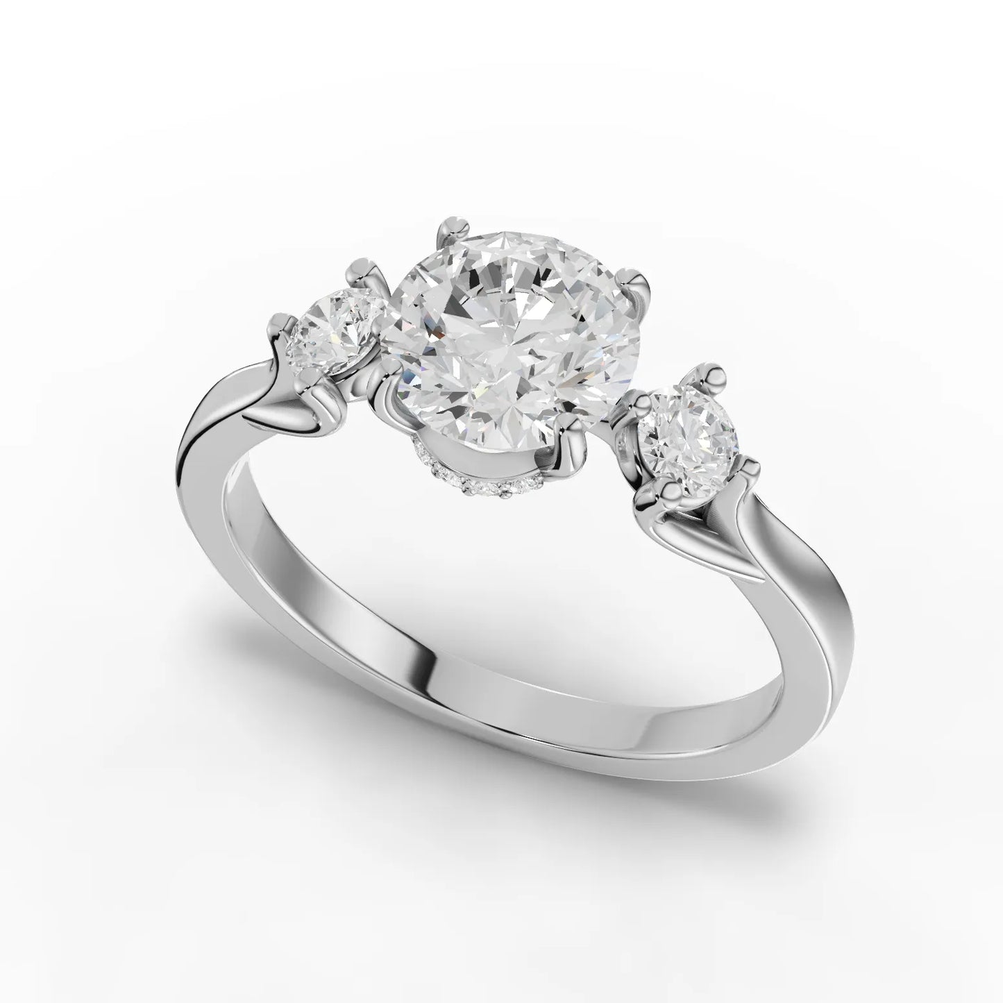 1.23CT Round Lab Diamond Three Stone Engagement Ring