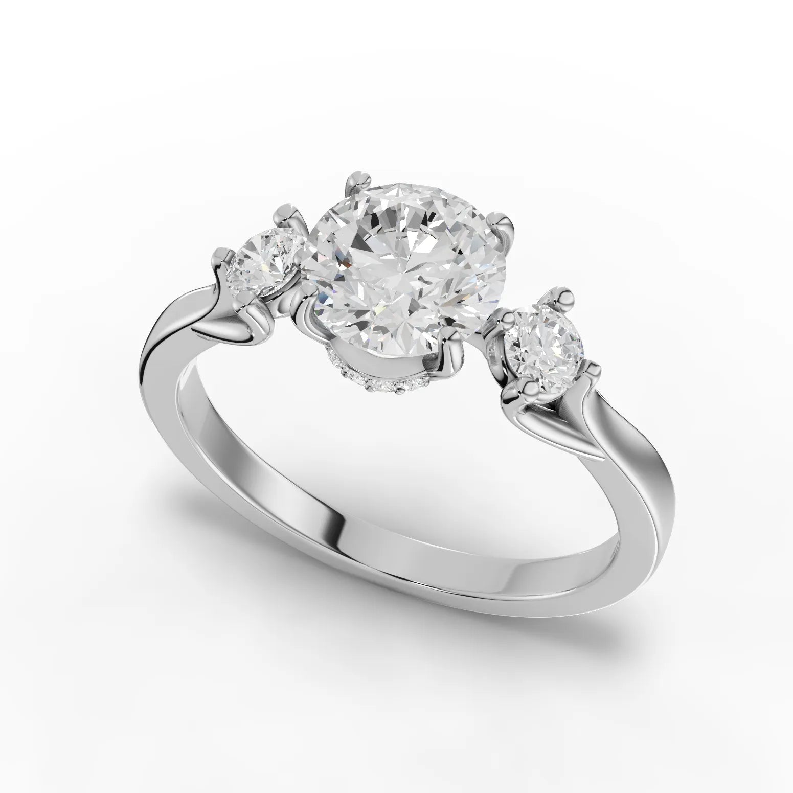 1.23CT Round Lab Diamond Three Stone Engagement Ring