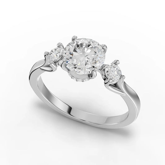 1.23CT Round Lab Diamond Three Stone Engagement Ring