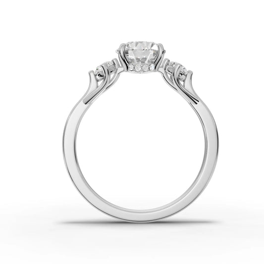 1.23CT Round Lab Diamond Three Stone Engagement Ring