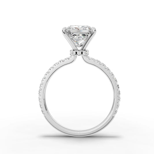2.29CT Princess Lab Diamond Hidden Halo Accent Engagement Ring