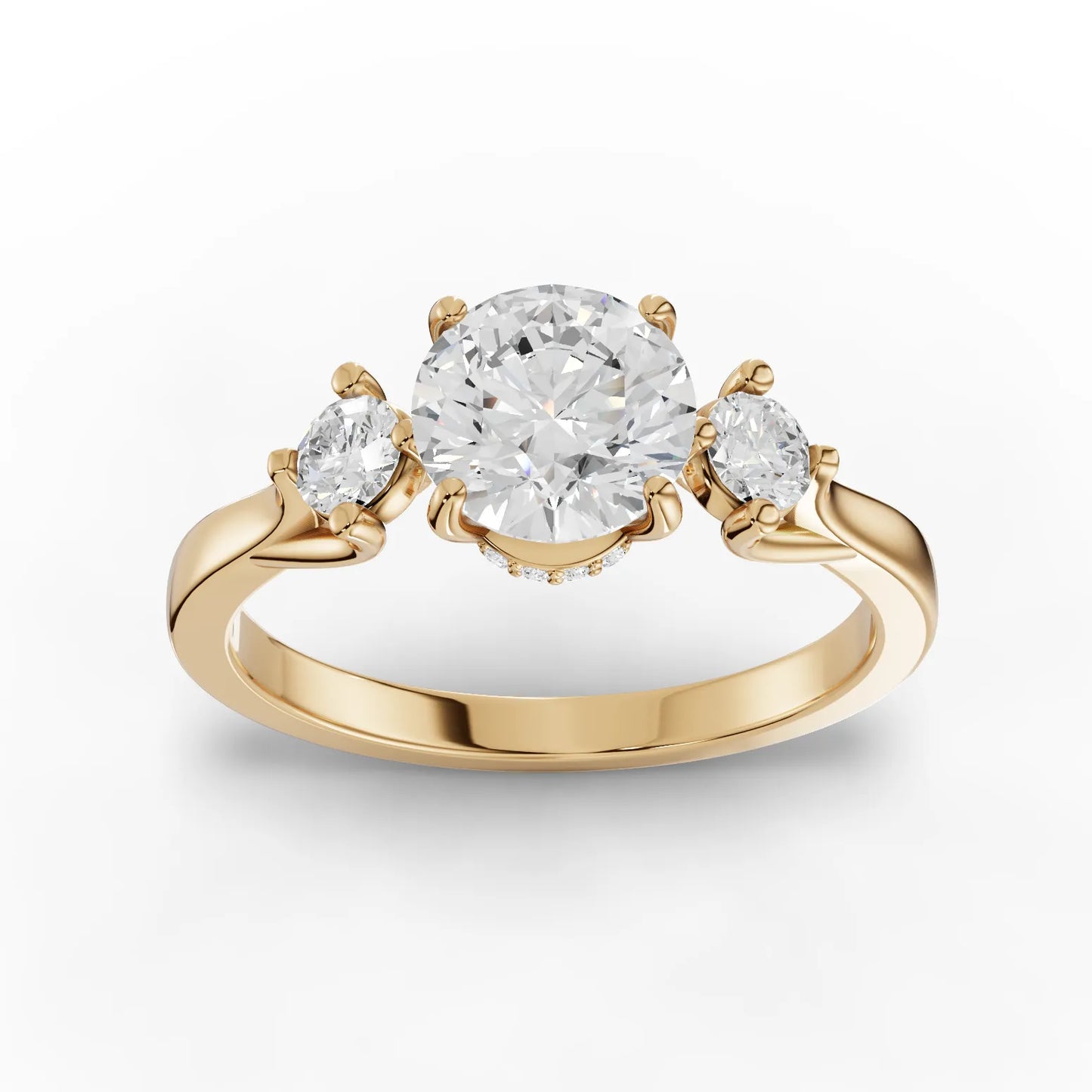 1.23CT Round Lab Diamond Three Stone Engagement Ring