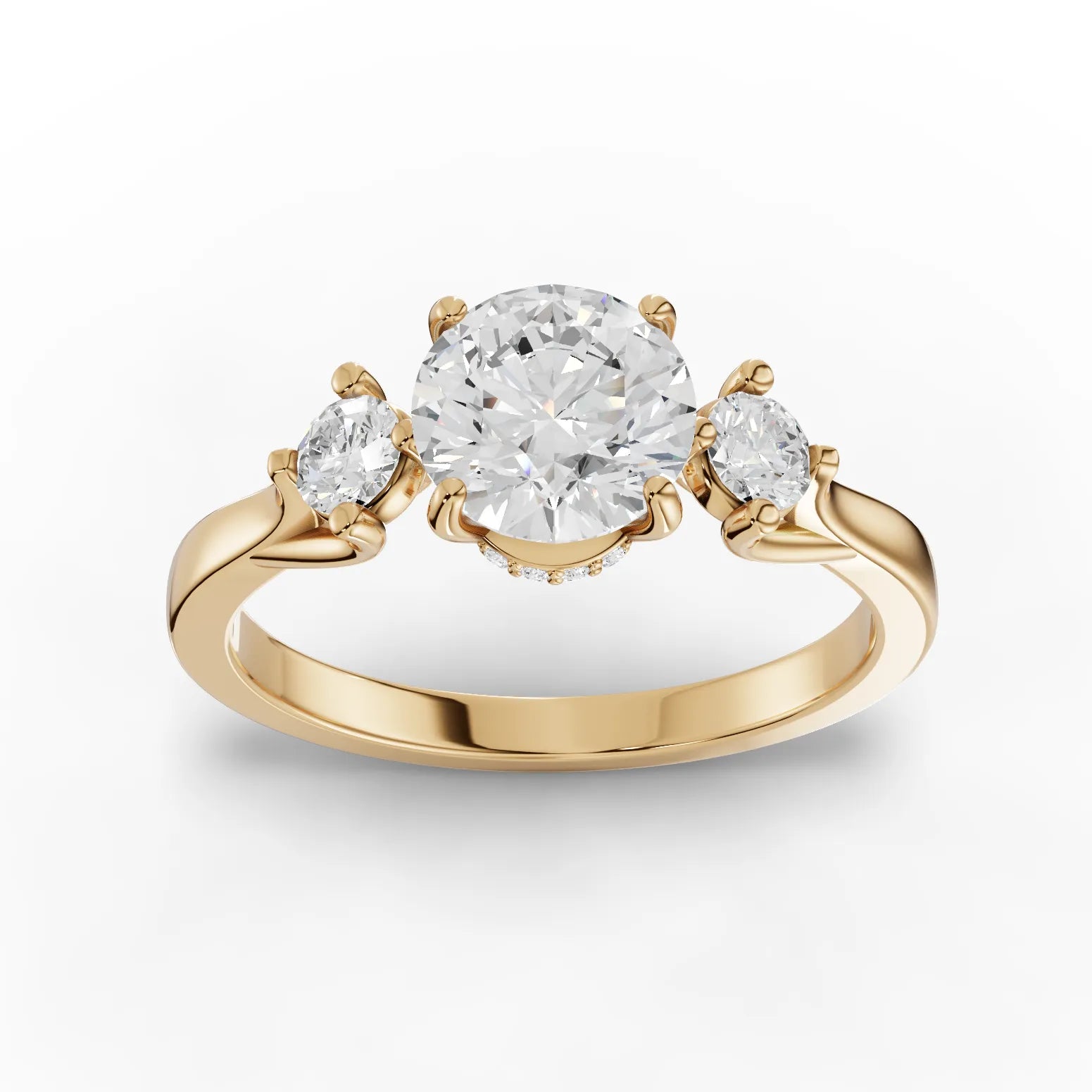 1.23CT Round Lab Diamond Three Stone Engagement Ring