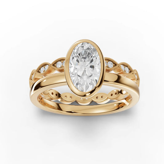 1.52CT Oval Lab Diamond Bridal Set Ring