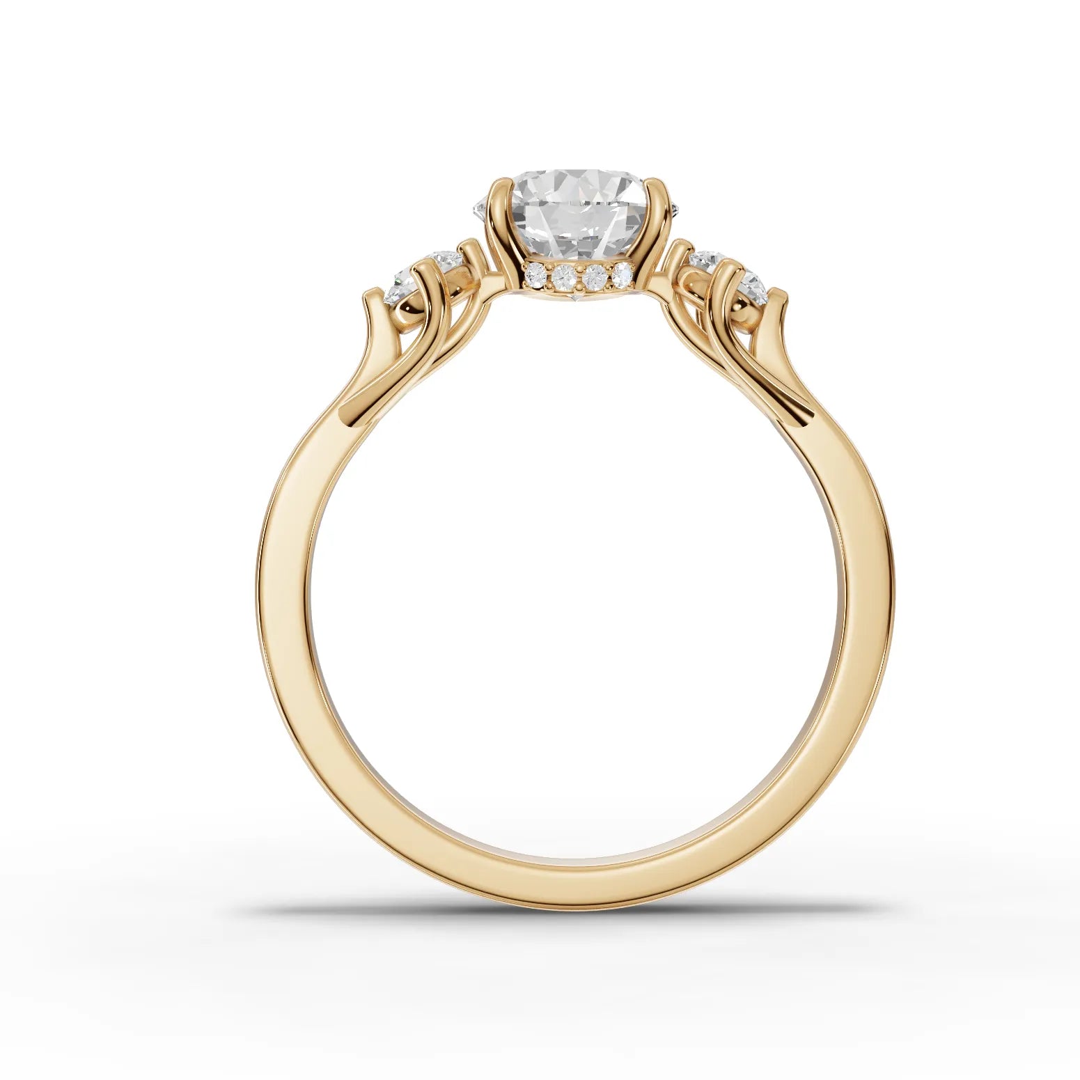 1.23CT Round Lab Diamond Three Stone Engagement Ring