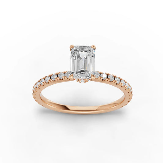 0.78CT Emerald Lab Diamond Hidden Halo Engagement Ring