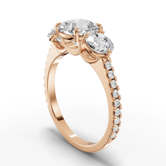2.72CT Cushion Lab Diamond Three Stone Accent Engagement Ring