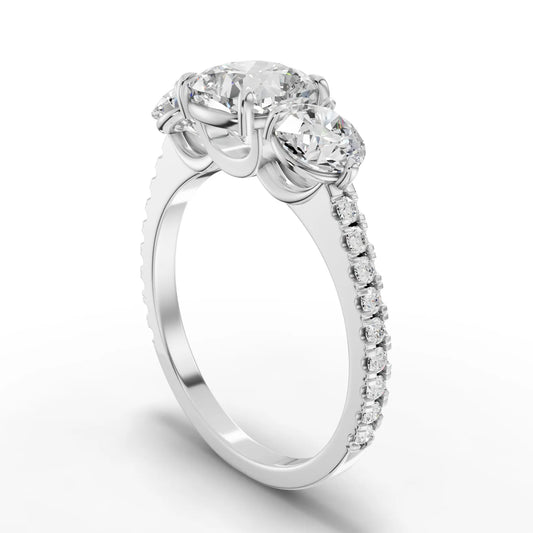 2.72CT Cushion Lab Diamond Three Stone Accent Engagement Ring