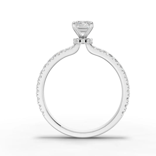 0.78CT Emerald Lab Diamond Hidden Halo Engagement Ring