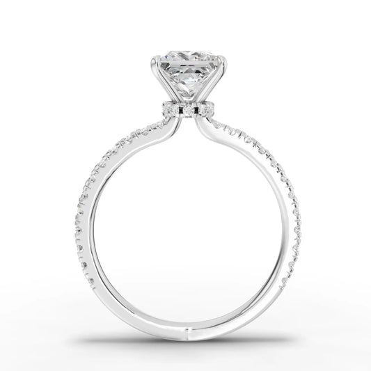 1.29CT Princess Lab Diamond Hidden Halo Accent Engagement Ring