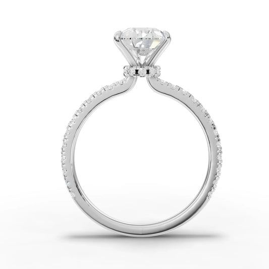 1.79CT Pear Lab Diamond Hidden Halo Accent Engagement Ring