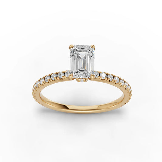 0.78CT Emerald Lab Diamond Hidden Halo Engagement Ring