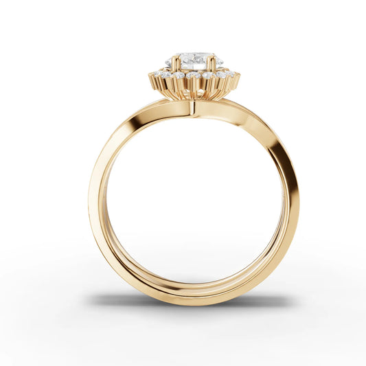 1.02CT Oval Lab Diamond Halo Twin Wedding Ring
