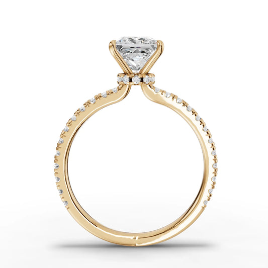 1.29CT Princess Lab Diamond Hidden Halo Accent Engagement Ring